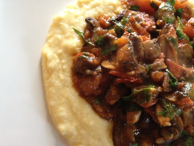 Creamy Polenta with Tomato and Mushrooms