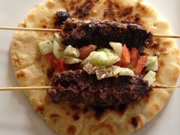 Beef Kabobs on Flat Bread