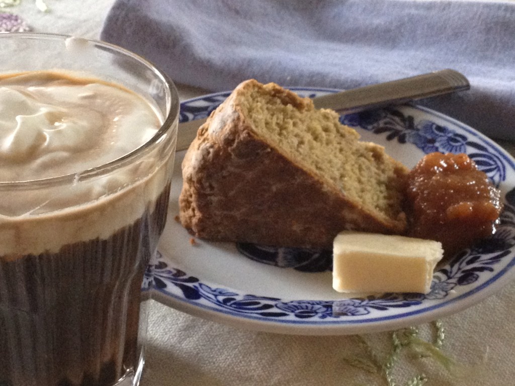 Irish Coffee,Brown Bread with Butter and Caramelized Pear Jam