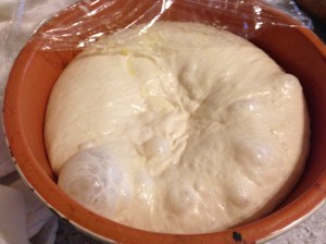 Bread dough after fermeting overnight look at those bubbles