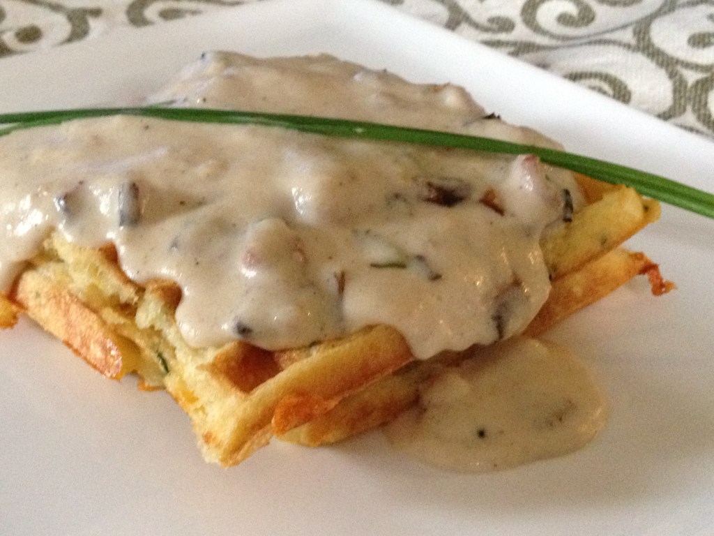 Chive and cheddar buttermilk waffles