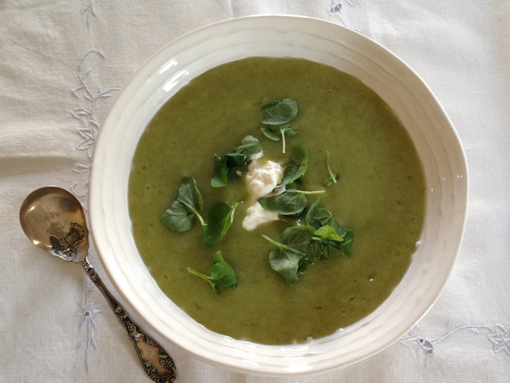 Leek, potato and watercress soup