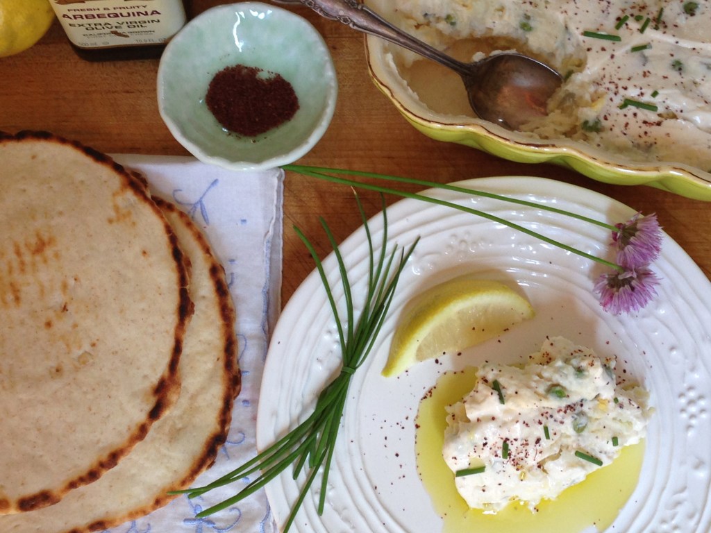 Salad e Olivieh,flat bread