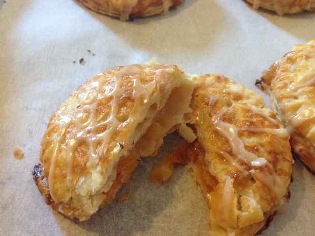 Flaky pastry tart sweet peaches