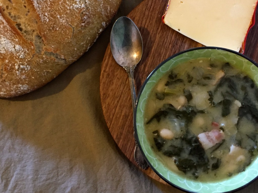 Soup, bread and Cheese