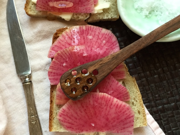 bread, butter and radishes