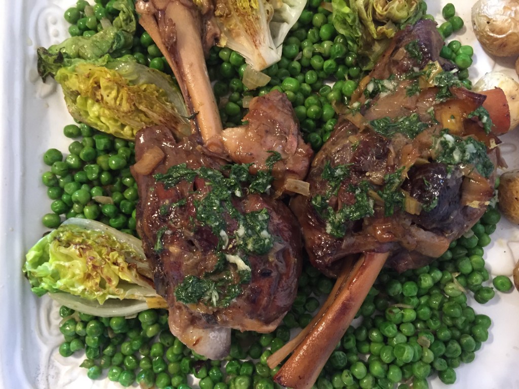 Meat and peas and lettuce