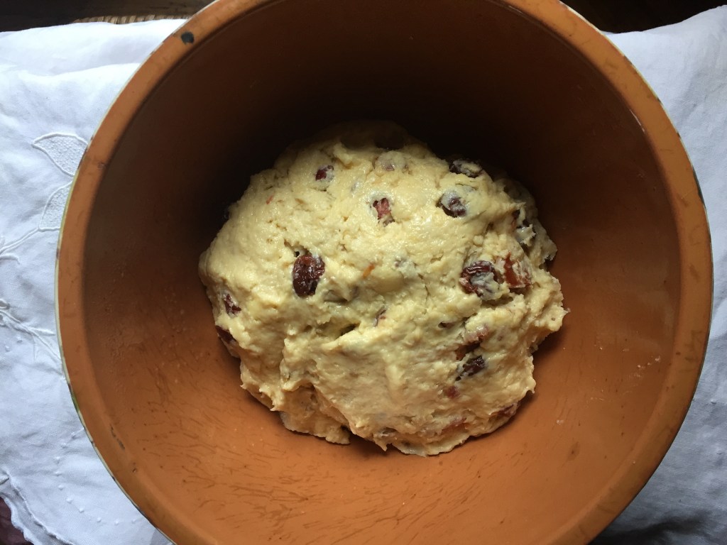 Stollen dough ready for an overnight chilly rise